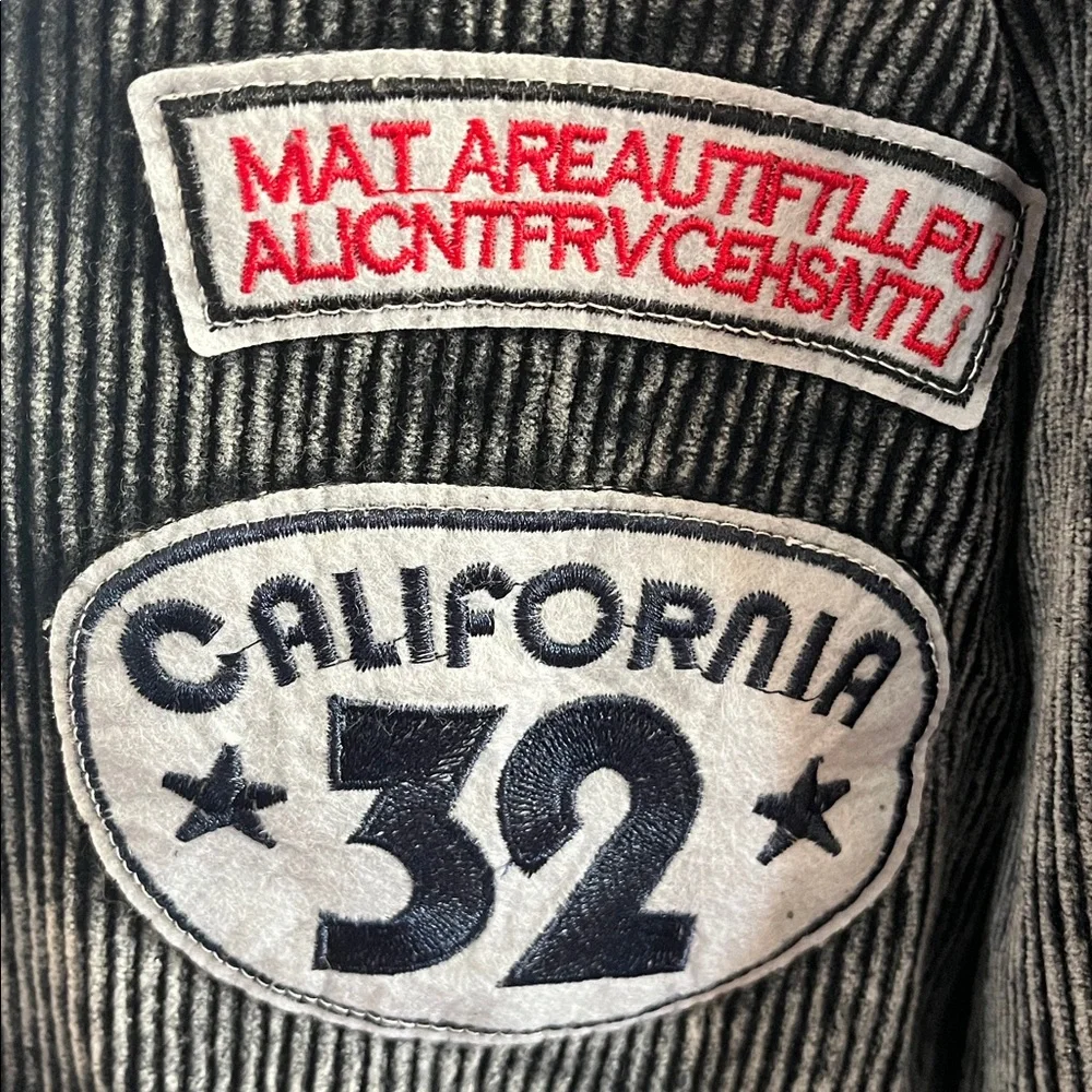 POL Kennedy Military Black Corduroy Jacket Vintage Patch detail & Pockets Size L - Picture 6 of 17